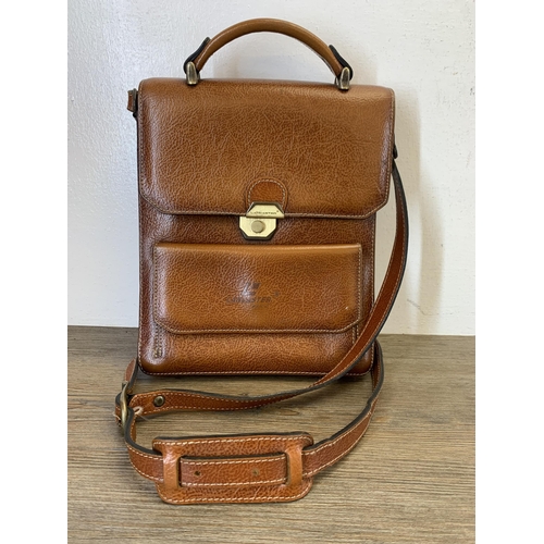 938 - A vintage Lancaster of Paris brown leather satchel