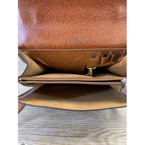 938 - A vintage Lancaster of Paris brown leather satchel