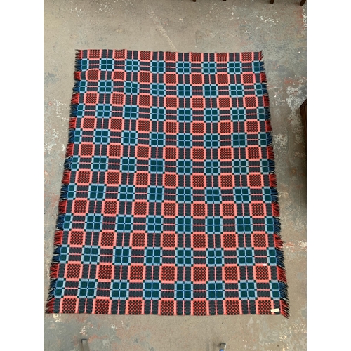 950 - A mid 20th century double sided Welsh blanket - approx. 220cm x 170cm