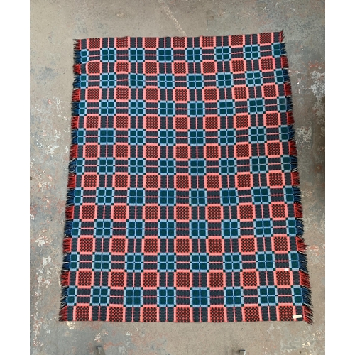 950 - A mid 20th century double sided Welsh blanket - approx. 220cm x 170cm