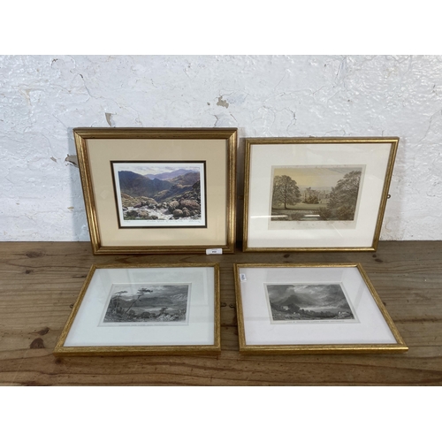 254 - Four gilt framed prints to include two S. Lacey, K. Melling pencil signed limited edition no. 653/75... 