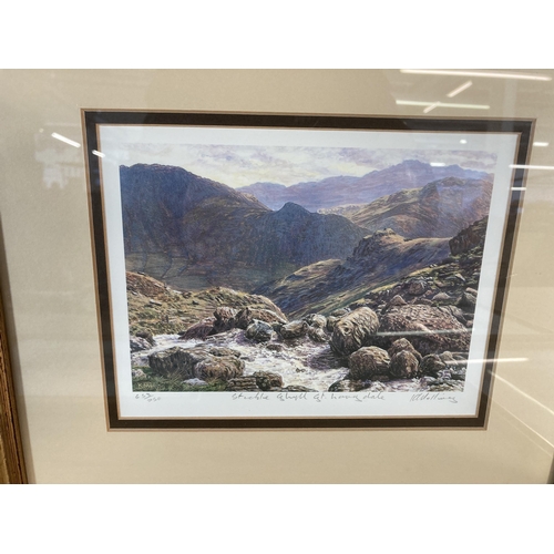 254 - Four gilt framed prints to include two S. Lacey, K. Melling pencil signed limited edition no. 653/75... 