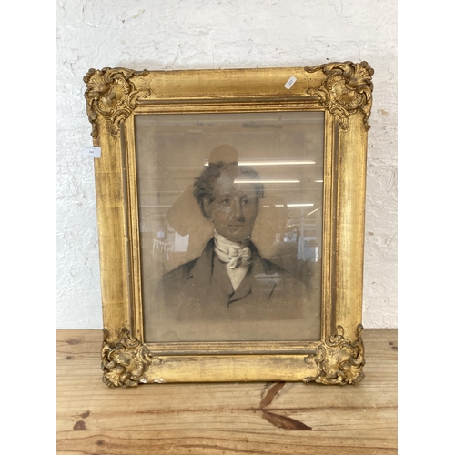 268 - A 19th century gilt framed charcoal portrait of John Barnett (1784-1854) - approx. 67cm high x 56cm ... 