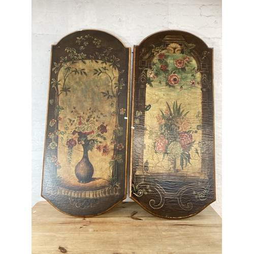 271 - Two Victorian style botanical printed wall hangings - approx. 152cm high x 66cm wide