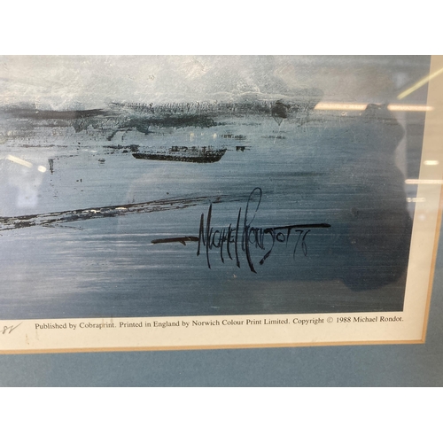 274 - A framed Michael Rondot pencil signed limited edition no. 45 of 450 King Cobra aviation print - appr... 