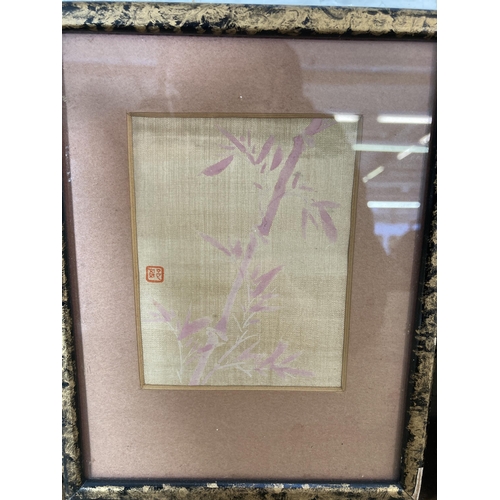 278 - Five framed Oriental silk paintings - approx. 18cm high x 14cm wide