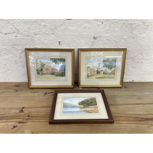 282 - Three framed Marie McCormick local artist watercolours to include Astbury Church etc. - approx. 28cm... 