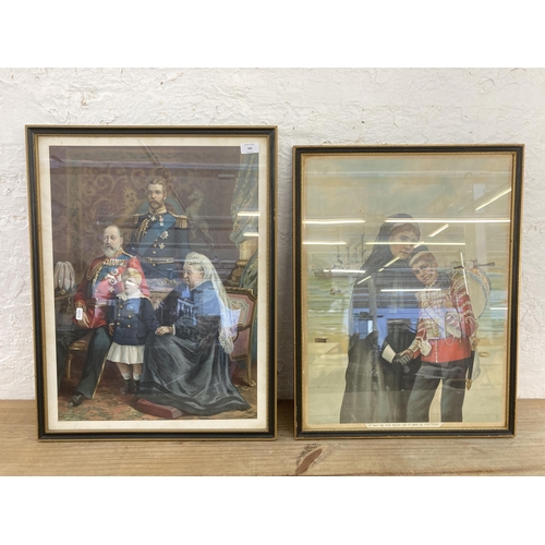 286 - Two framed prints, one Queen Victoria family portrait and one Peninsular War - largest approx. 67cm ... 