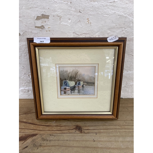 287 - A framed Tim Nash watercolour of a canal scene - approx. 22cm high x 24cm wide