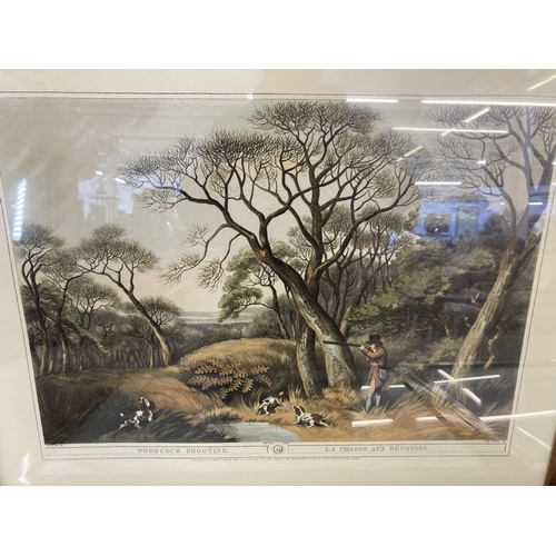 296 - Four framed French hunting scene prints - approx. 48cm high x 59cm wide