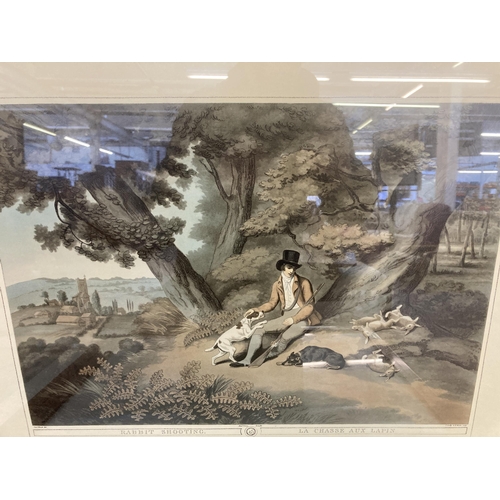 296 - Four framed French hunting scene prints - approx. 48cm high x 59cm wide