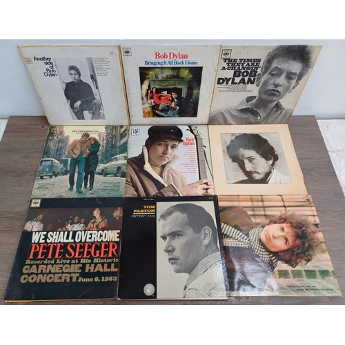 356 - A collection of LP vinyl records to include Bob Dylan 'Blonde On Blonde' (CBS – 66012), 'Bob Dylan' ... 