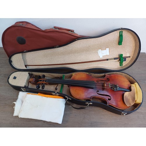 374 - A cased antique German viola in the style of Stradivarius labelled 'Antonius Stradiuarius Cremonenſi... 