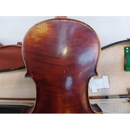 374 - A cased antique German viola in the style of Stradivarius labelled 'Antonius Stradiuarius Cremonenſi... 