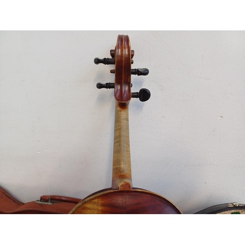 374 - A cased antique German viola in the style of Stradivarius labelled 'Antonius Stradiuarius Cremonenſi... 