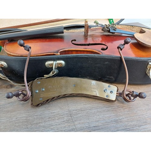 374 - A cased antique German viola in the style of Stradivarius labelled 'Antonius Stradiuarius Cremonenſi... 