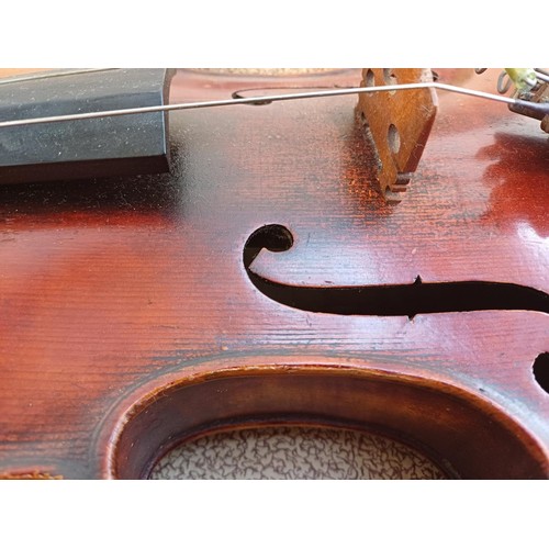 374 - A cased antique German viola in the style of Stradivarius labelled 'Antonius Stradiuarius Cremonenſi... 