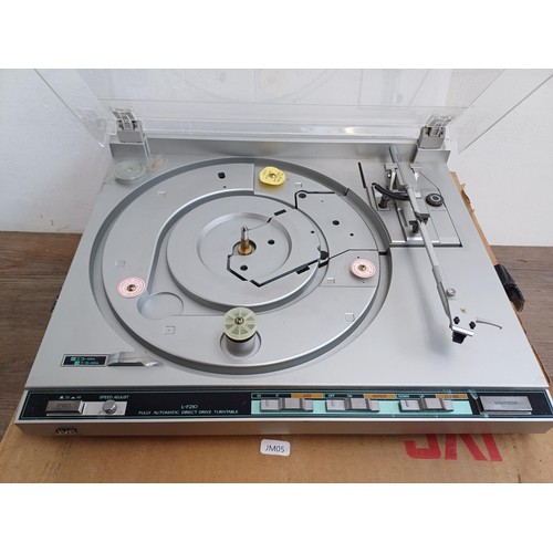 379 - A boxed mid 1980s JVC L-F210 two-speed direct drive turntable with boxed Goldring Elektra Stylus