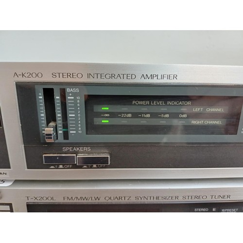 381 - Three items of boxed mid 1980s JVC hi-fi, one A-K200 integrated amplifier with instruction manual, o... 