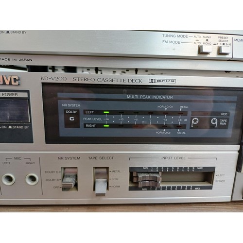 381 - Three items of boxed mid 1980s JVC hi-fi, one A-K200 integrated amplifier with instruction manual, o... 