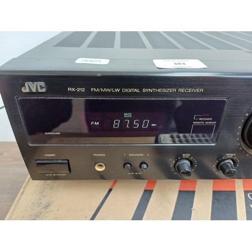 383 - A boxed mid 1990s JVC RX-212BK three-band digital synthesizer receiver with remote control