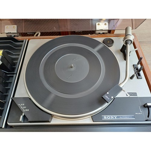 384 - A Sony HP-239A solid state stereo music system comprising two-speed turntable, cassette recorder, tw... 