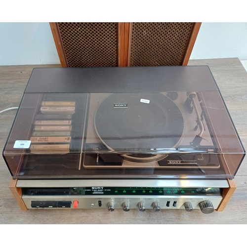 384 - A Sony HP-239A solid state stereo music system comprising two-speed turntable, cassette recorder, tw... 