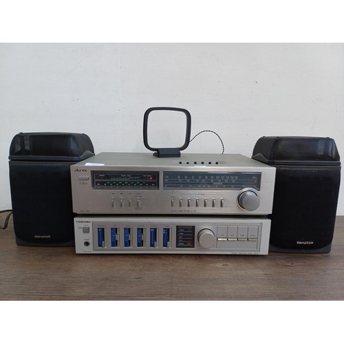 387 - Three items of hi-fi, one Toshiba Aurex ST-T50 three-band tuner, one Toshiba SB-M2 amplifier and one... 