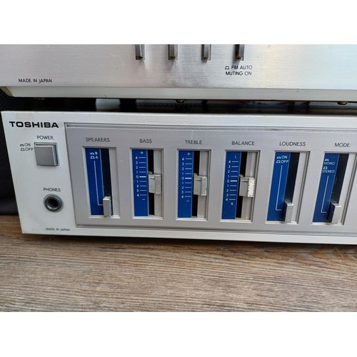 387 - Three items of hi-fi, one Toshiba Aurex ST-T50 three-band tuner, one Toshiba SB-M2 amplifier and one... 