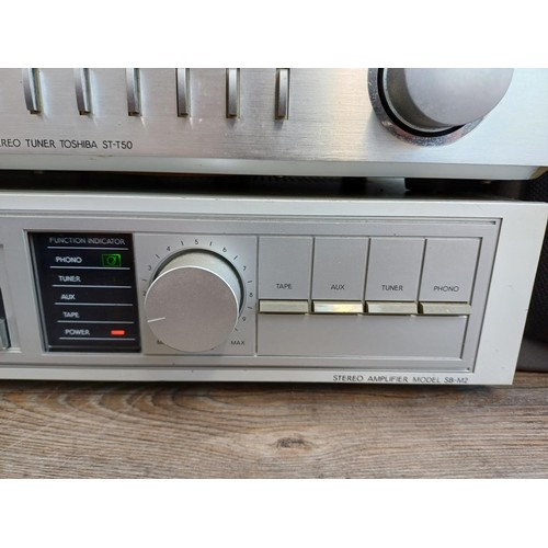 387 - Three items of hi-fi, one Toshiba Aurex ST-T50 three-band tuner, one Toshiba SB-M2 amplifier and one... 