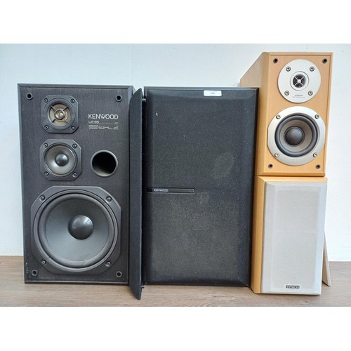 389 - Two pairs of speakers, one early 1990s Kenwood LS-65 three-way 8Ω and one Hitachi HS-M7 two-way 6Ω