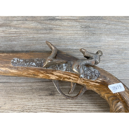 1108 - A handmade ornamental flintlock pistol - approx. 37cm long