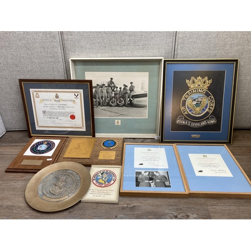 1119 - A collection of military presentation plaques, prints and photographs all presented to Captain I.H. ... 