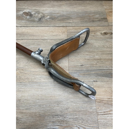 1133 - A 1930s The Premium Seat hardwood and steel shooting stick - approx. 80cm long