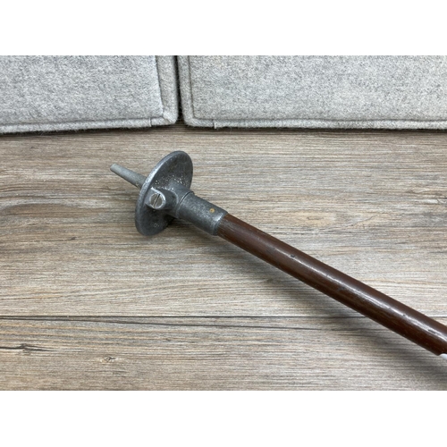 1133 - A 1930s The Premium Seat hardwood and steel shooting stick - approx. 80cm long