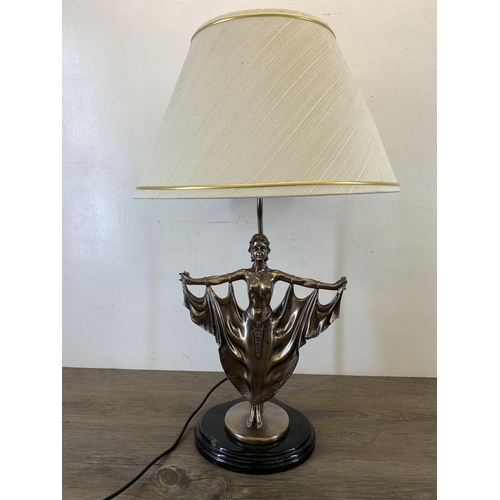 1039 - An Art Deco style Widdop, Bingham & Co Ltd. resin figural table lamp - approx. 68cm high (including ... 