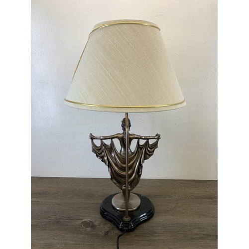 1039 - An Art Deco style Widdop, Bingham & Co Ltd. resin figural table lamp - approx. 68cm high (including ... 