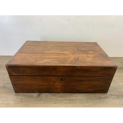 1053 - A Victorian rosewood writing slope - approx. 16cm high x 44cm wide x 26.5cm deep