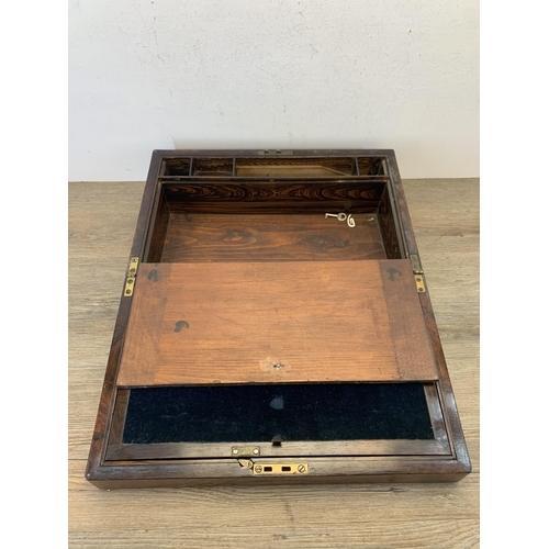 1053 - A Victorian rosewood writing slope - approx. 16cm high x 44cm wide x 26.5cm deep