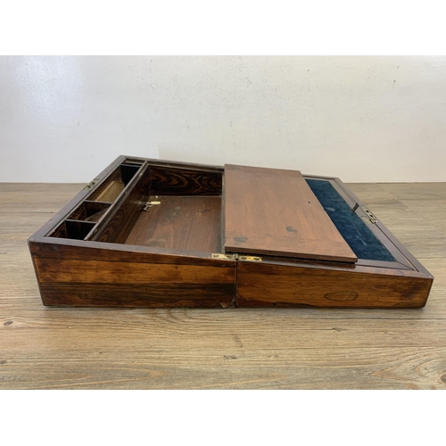 1053 - A Victorian rosewood writing slope - approx. 16cm high x 44cm wide x 26.5cm deep