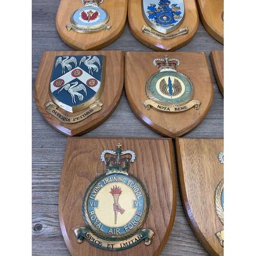 1059 - Fourteen hand painted military regiments shield plaques to include Royal Air Force (Natal) Squadron,... 