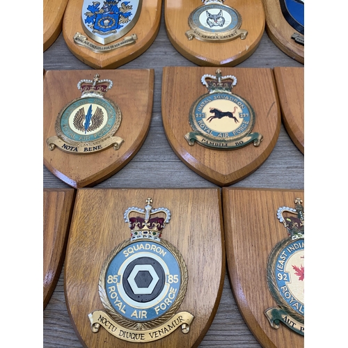 1059 - Fourteen hand painted military regiments shield plaques to include Royal Air Force (Natal) Squadron,... 