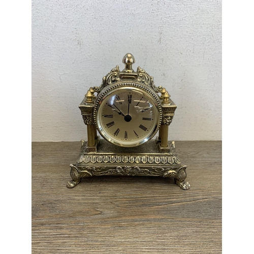 1068 - Six antique and later mantel clocks to include oak cased Napoleon hat Westminster chime, French styl... 