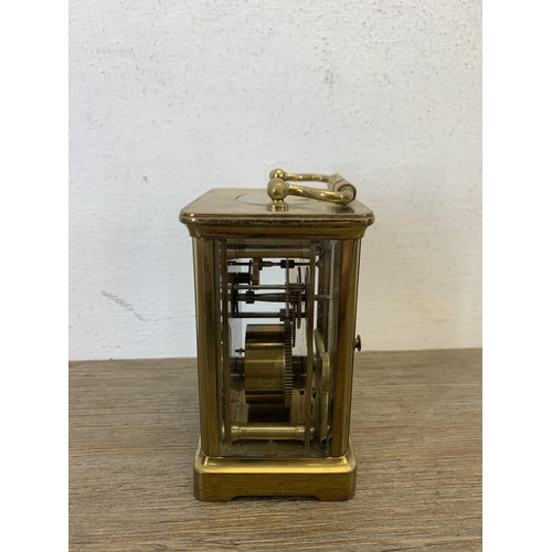 1070 - An early 20th century R & Co. brass cased carriage clock - 10.5cm high