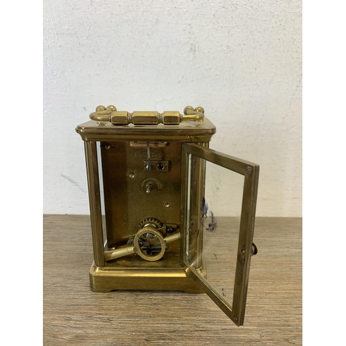 1070 - An early 20th century R & Co. brass cased carriage clock - 10.5cm high