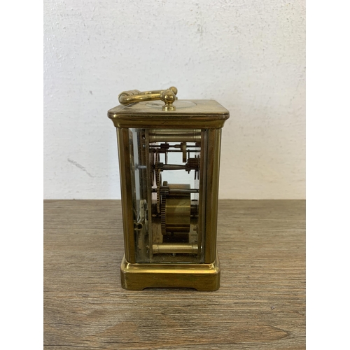 1070 - An early 20th century R & Co. brass cased carriage clock - 10.5cm high