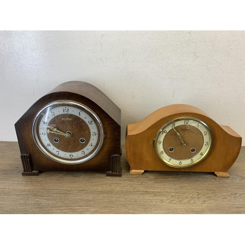 1075 - Two early/mid 20th century Bentima chiming mantel clocks