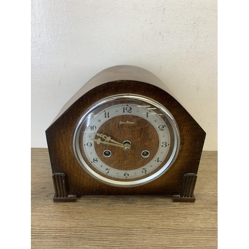 1075 - Two early/mid 20th century Bentima chiming mantel clocks