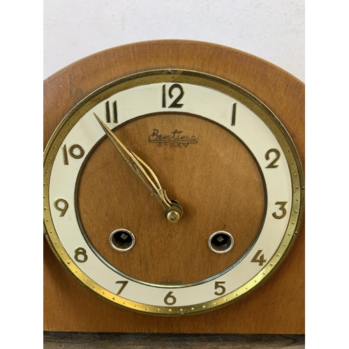 1075 - Two early/mid 20th century Bentima chiming mantel clocks