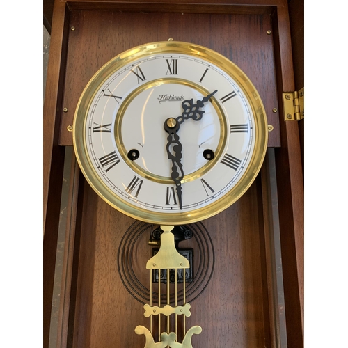 1082 - A late 20th century Highlands mahogany cased chiming Vienna wall clock - approx. 86cm long